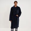Peignoir long effet velours bleu fonc&eacute; homme