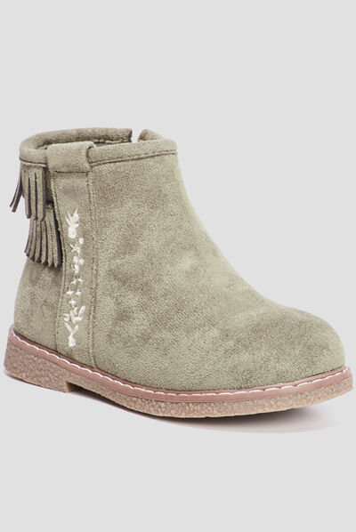 Bottines à franges vert kaki fille
