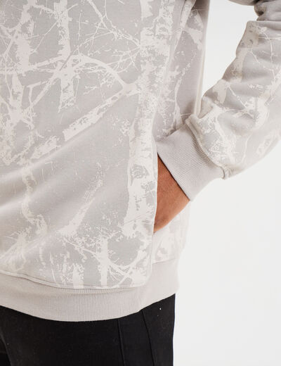 Sweat hoodie à capuche manches longues gris clair homme