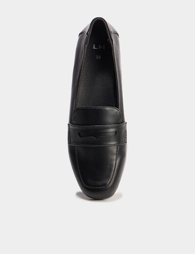 Mocassins bout carré noir femme