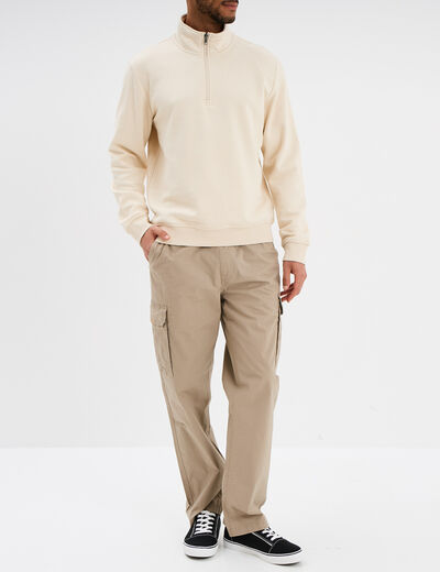 Pantalon cargo slim coton taupe homme