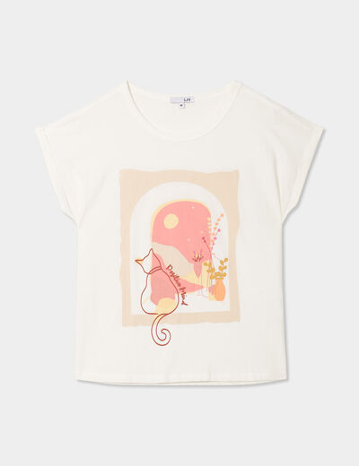T-shirt manches courtes coton blanc femme