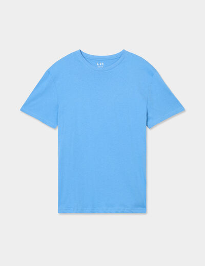 T-shirt en coton manches courtes bleu homme
