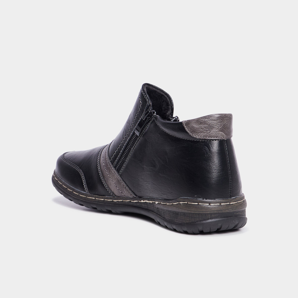 Bottines plates zipp&eacute;es semelles confort noir femme