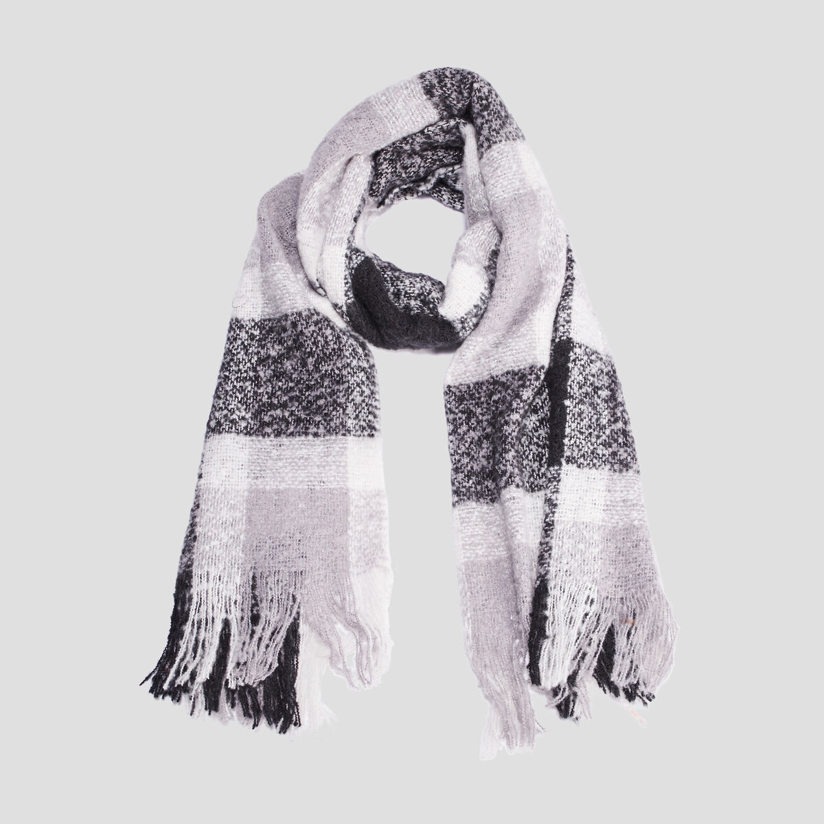 Écharpe à franges gris femme