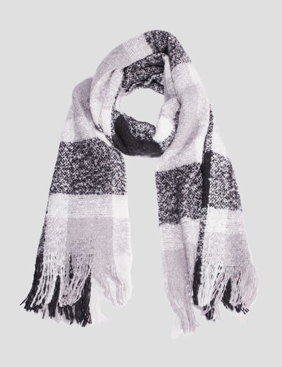 Écharpe à franges gris femme