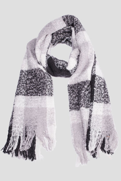 Écharpe à franges gris femme