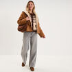 Veste su&eacute;dine r&eacute;versible polaire camel femme