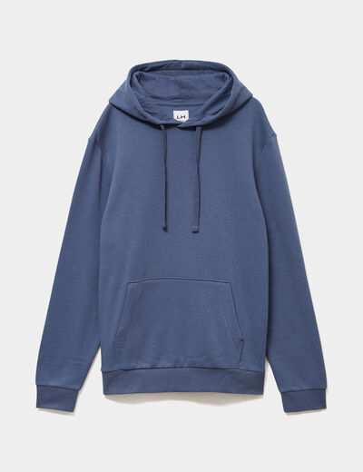 Sweat molleton &agrave; capuche hoodie bleu lavande homme