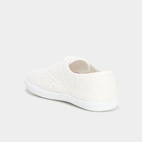 Tennis basses à lacets en toile blanc femme