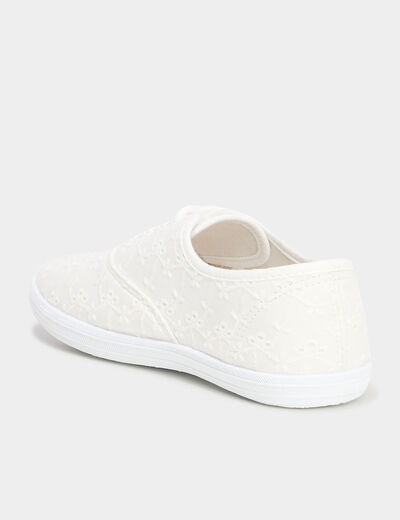 Tennis basses à lacets en toile blanc femme