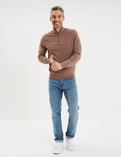 Pull camionneur manches longues gris homme