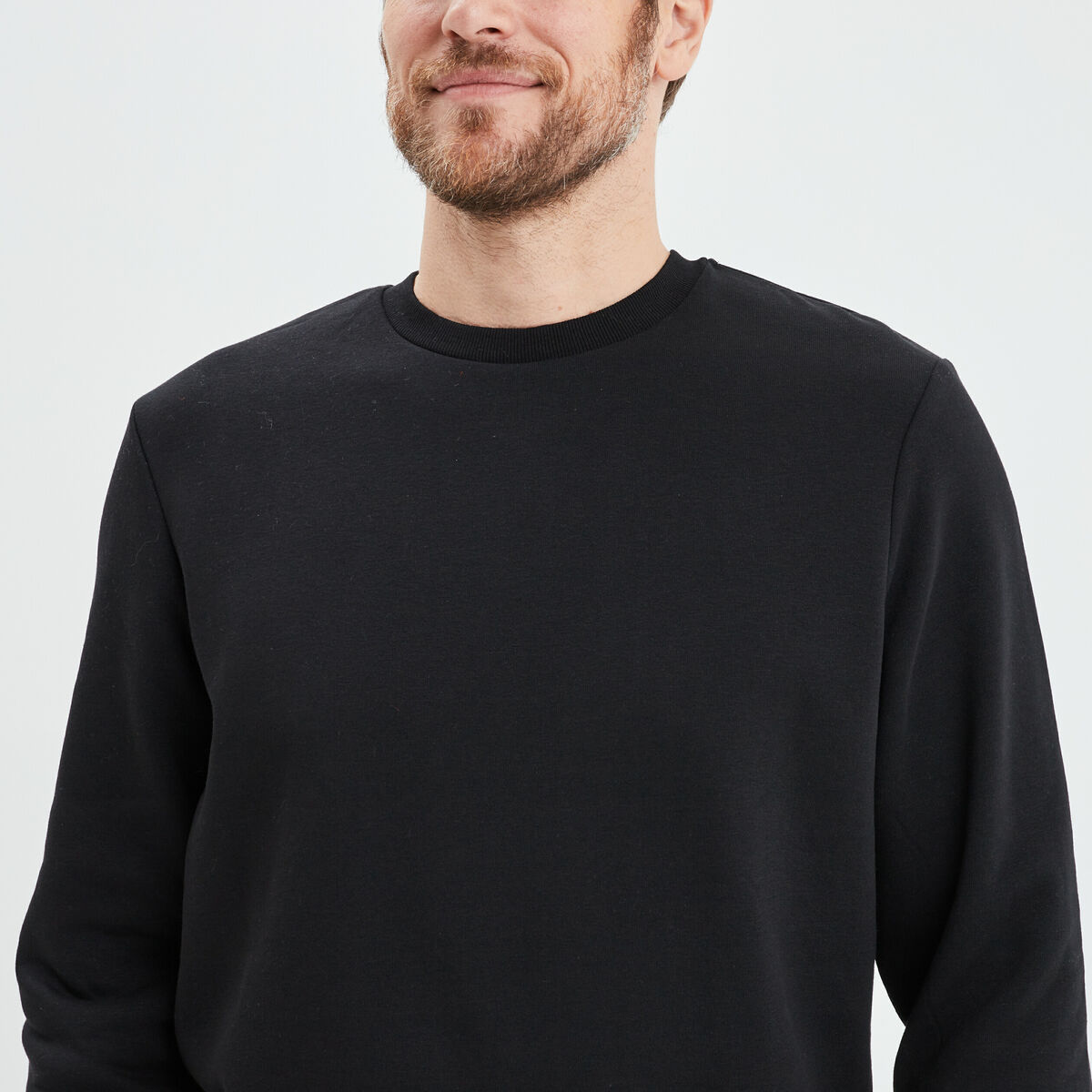 Sweat molleton col rond noir homme