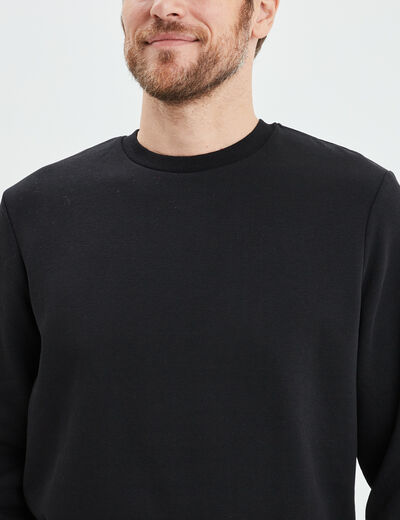 Sweat molleton col rond noir homme