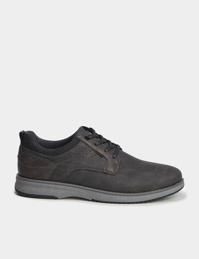 Derbies &agrave; lacets effet similicuir gris homme