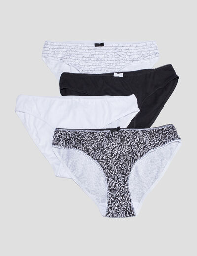 Lot de 3+1 culottes en coton noir femme