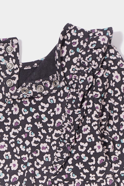 Ensemble robe et legging coton gris foncé bébé fille