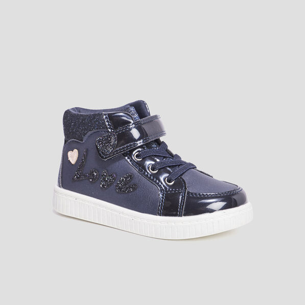Baskets montantes détails paillettes bleu marine fille