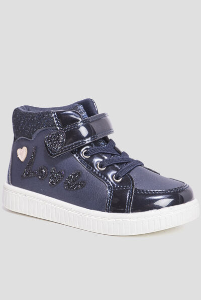 Baskets montantes détails paillettes bleu marine fille