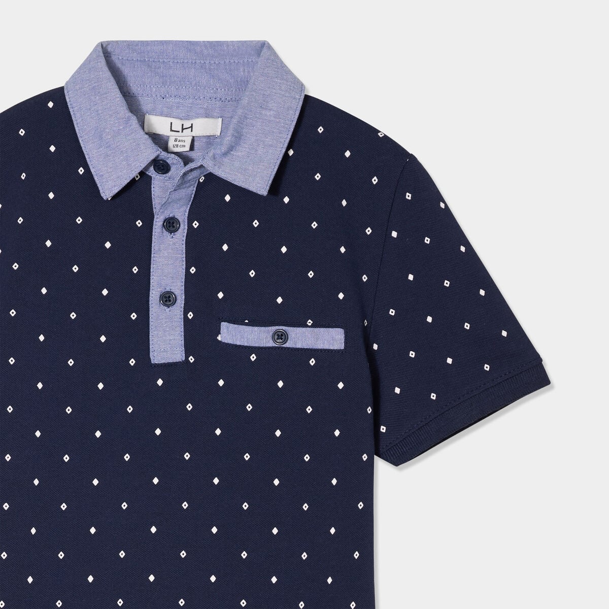 Polo manches courtes 1 poche bleu marine gar&ccedil;on