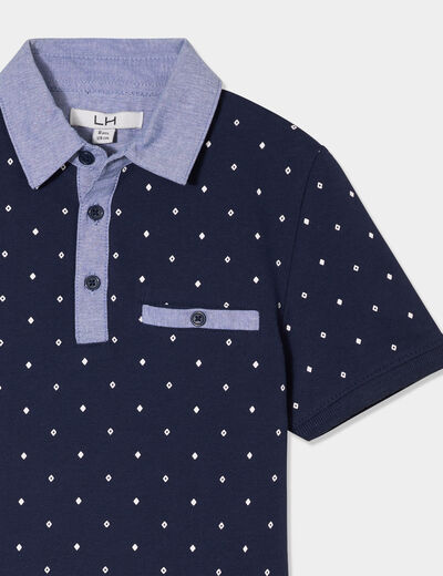 Polo manches courtes 1 poche bleu marine gar&ccedil;on
