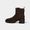 Boots en cuir &agrave; talons effet su&eacute;dine marron femme