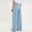 Jeans wide leg &agrave; pinces denim triple stone femme