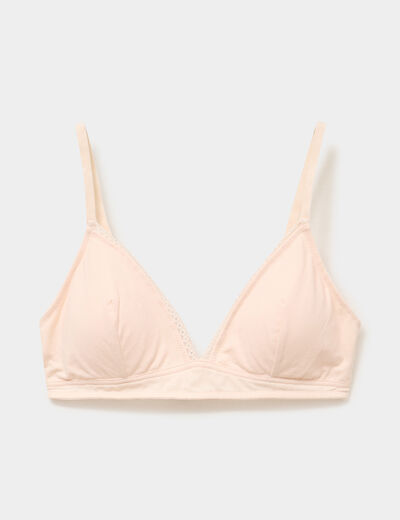 Soutien-gorge triangle padd&eacute; coton rose clair femme