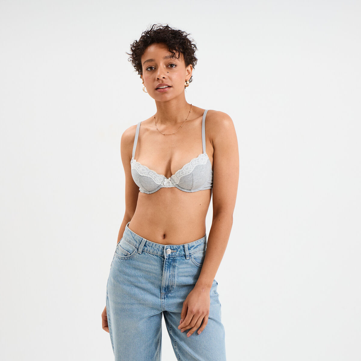 Soutien-gorge corbeille paddé gris femme