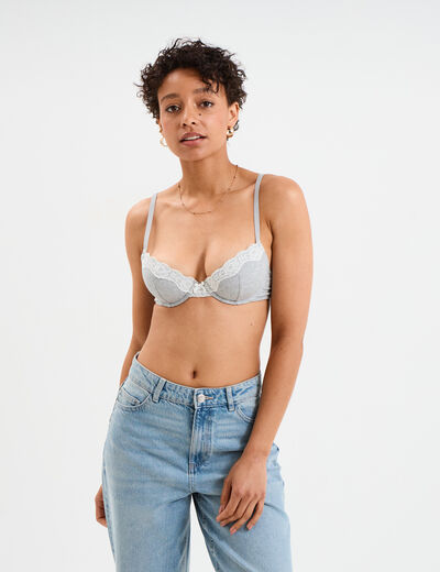 Soutien-gorge corbeille paddé gris femme