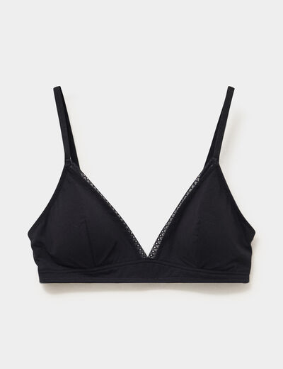 Soutien-gorge triangle padd&eacute; coton noir femme
