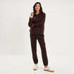 Pantalon de jogging molletonn&eacute; marron fonc&eacute; femme