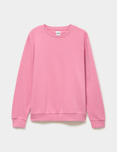 Sweat molleton col rond rose homme