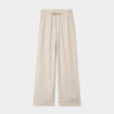 Pantalon large lin m&eacute;lang&eacute; beige femme