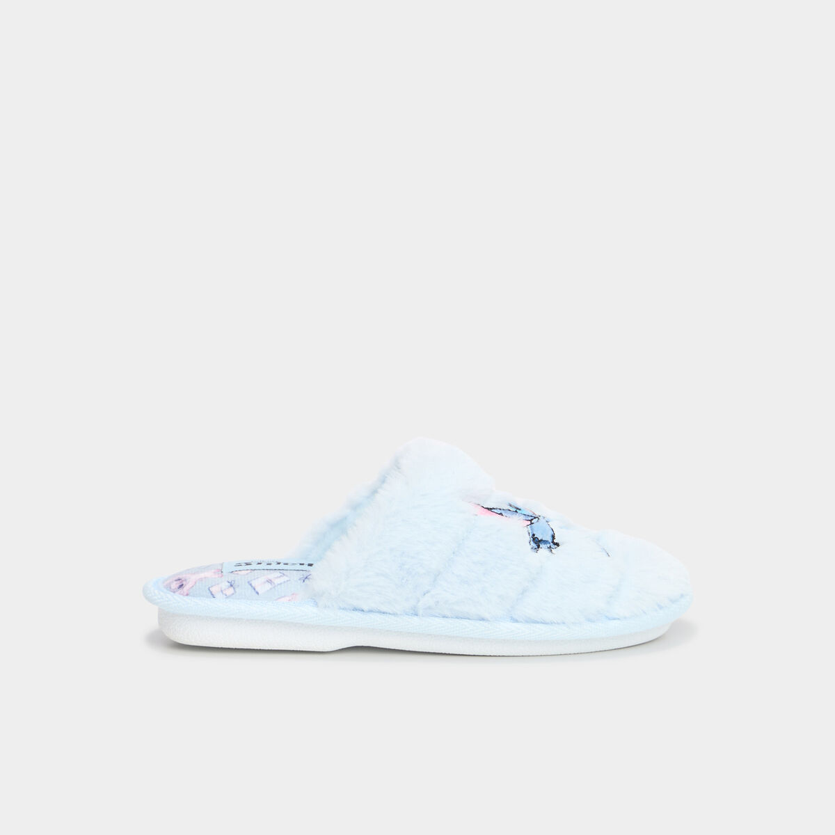 Chaussons mules fausse fourrure Stitch bleu fille