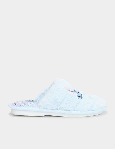 Chaussons mules fausse fourrure Stitch bleu fille