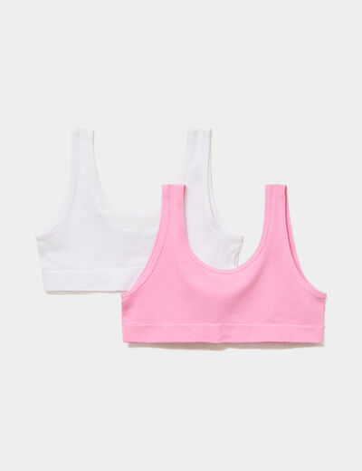 Lot 2 brassi&egrave;res bretelles larges rose fille