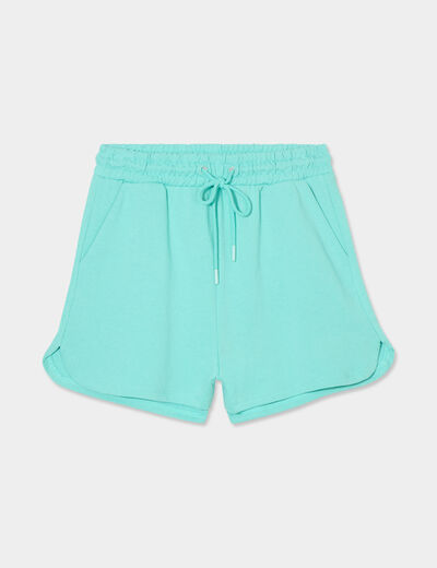 Short de jogging taille élastiquée bleu turquoise femme