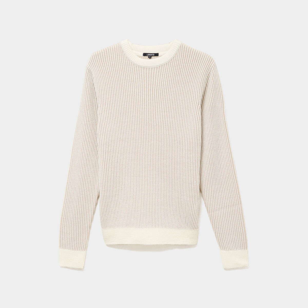 Pull c&ocirc;tel&eacute; col rond manches longues gris clair homme