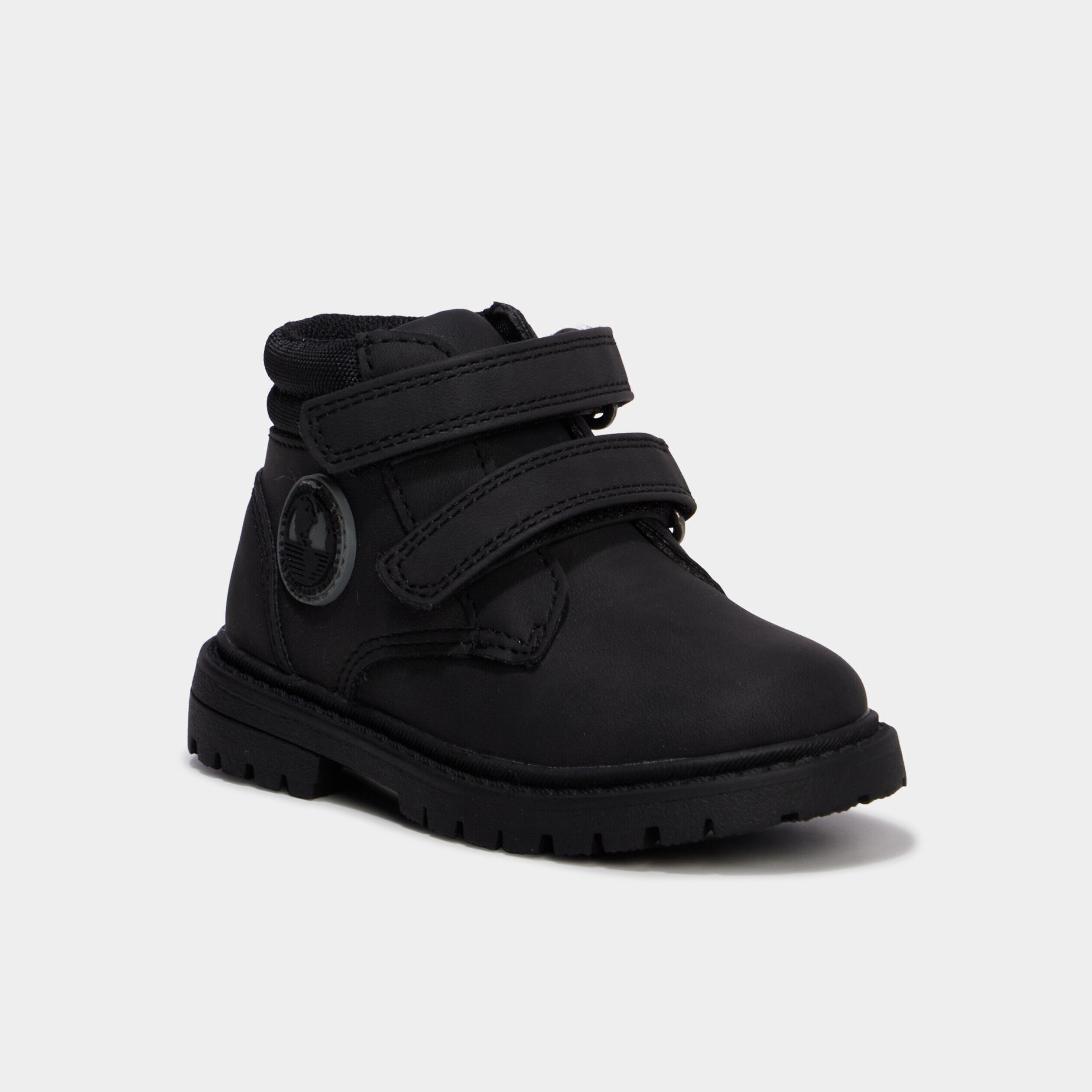 Boots crantées à scratchs noir bébé garçon TRAPPEUR