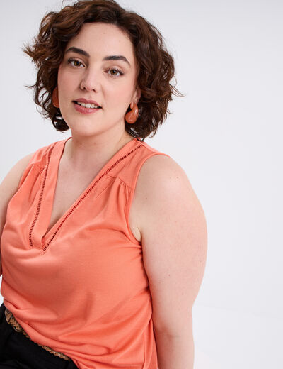 Débardeur sans manches rose corail femme grande taille
