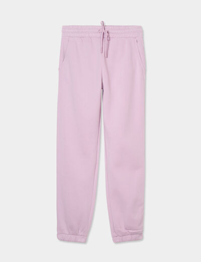 Pantalon jogging droit molleton violet clair femme