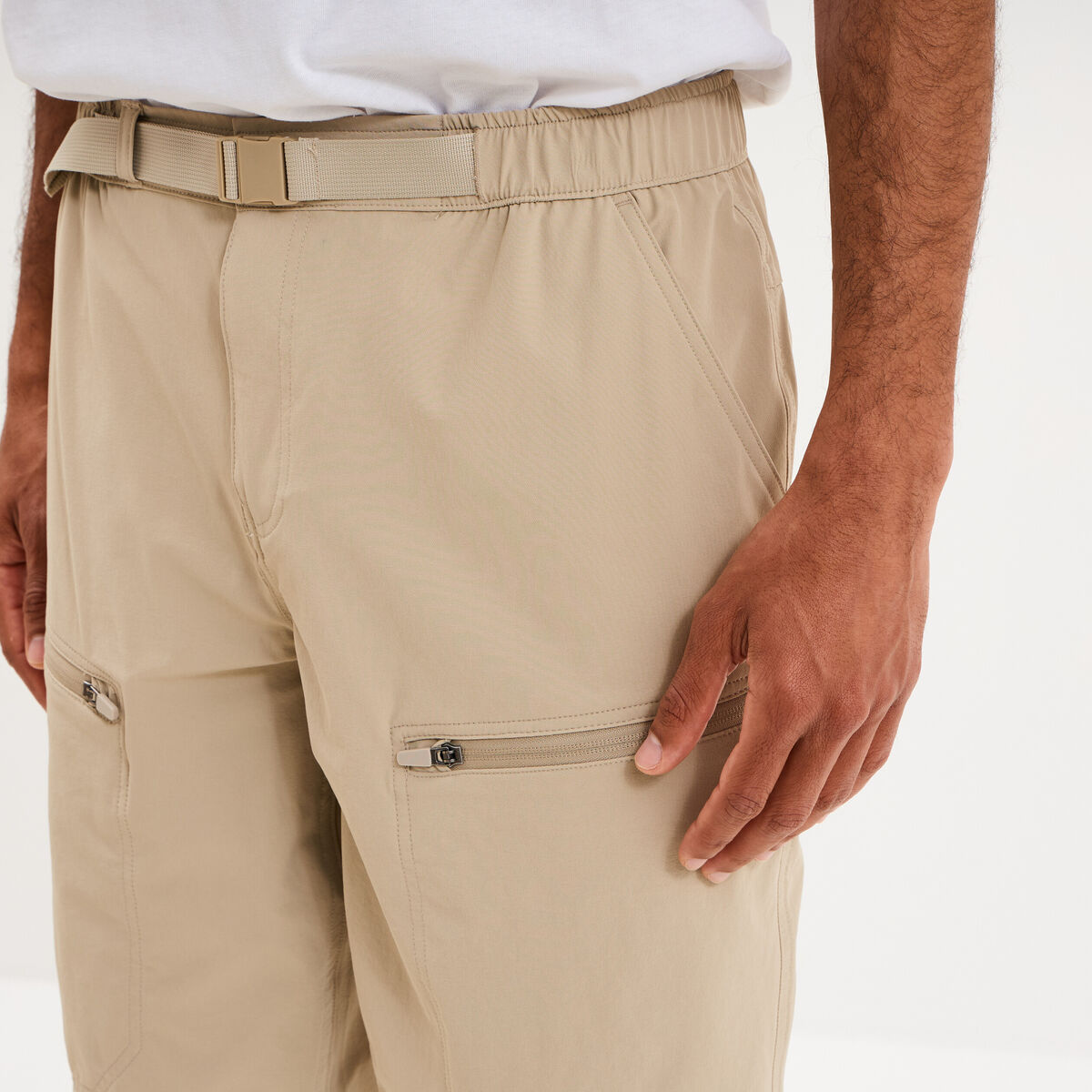 Short de randonn&eacute;e respirant beige homme