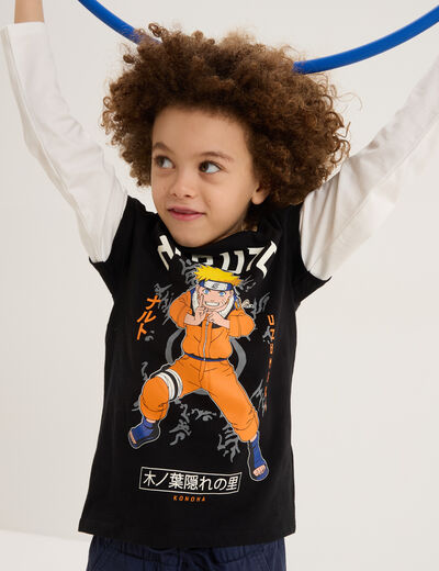 T-shirt manches longues coton Naruto noir garçon