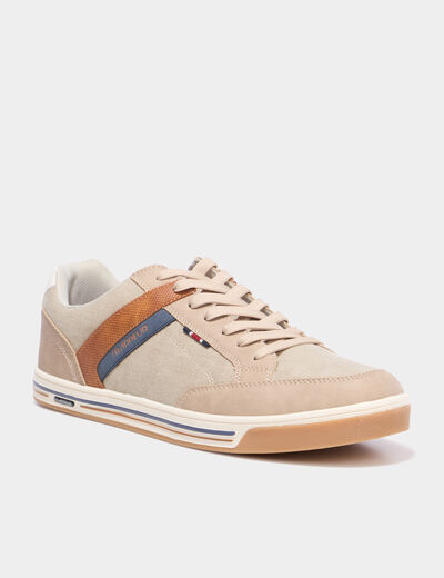 Tennis toile &agrave; lacets sable homme