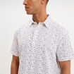 Chemise droite manches courtes coton ecru homme