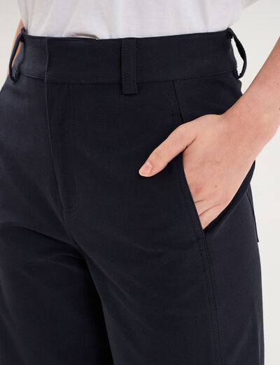 Pantalon ballon taille haute bleu fonc&eacute; femme