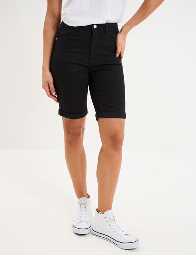 Bermuda en jean slim denim noir femme