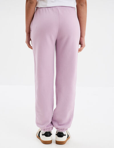 Pantalon jogging droit molleton violet clair femme
