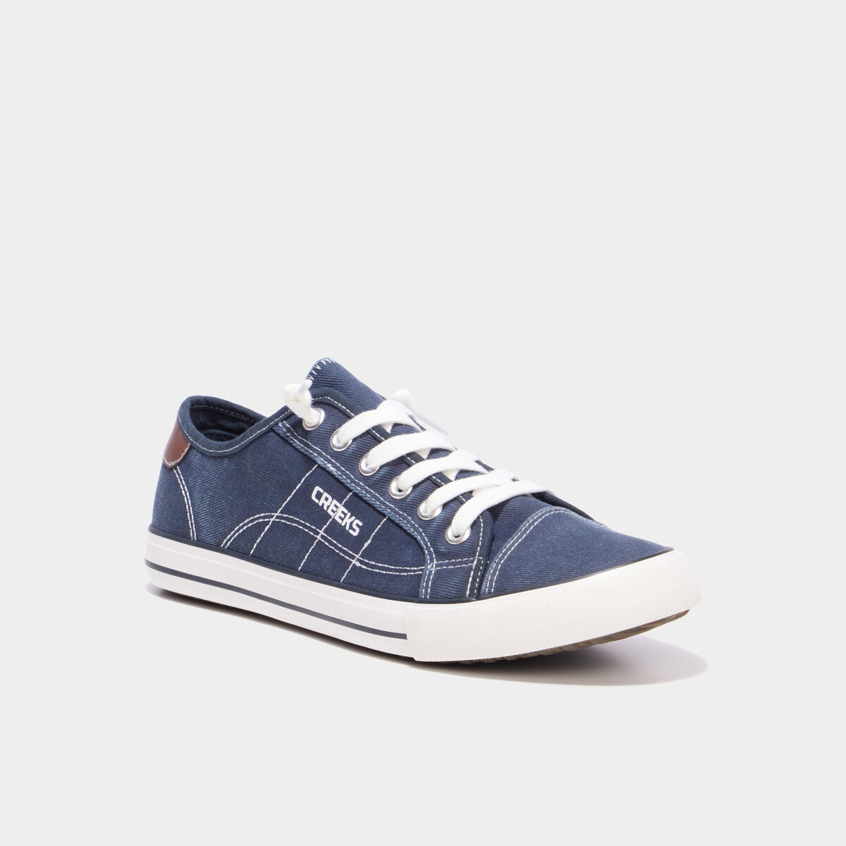 Tennis basses en toile &agrave; lacets bleu marine homme